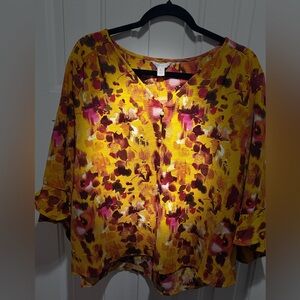 Cato Yellow and Red Floral Blouse